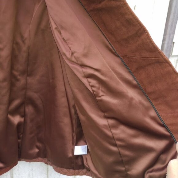 Isaac Mizrahi Women's 22W Suede Leather Moto Jacket Brown Rust Quilted Zip Up - Picture 9 of 15